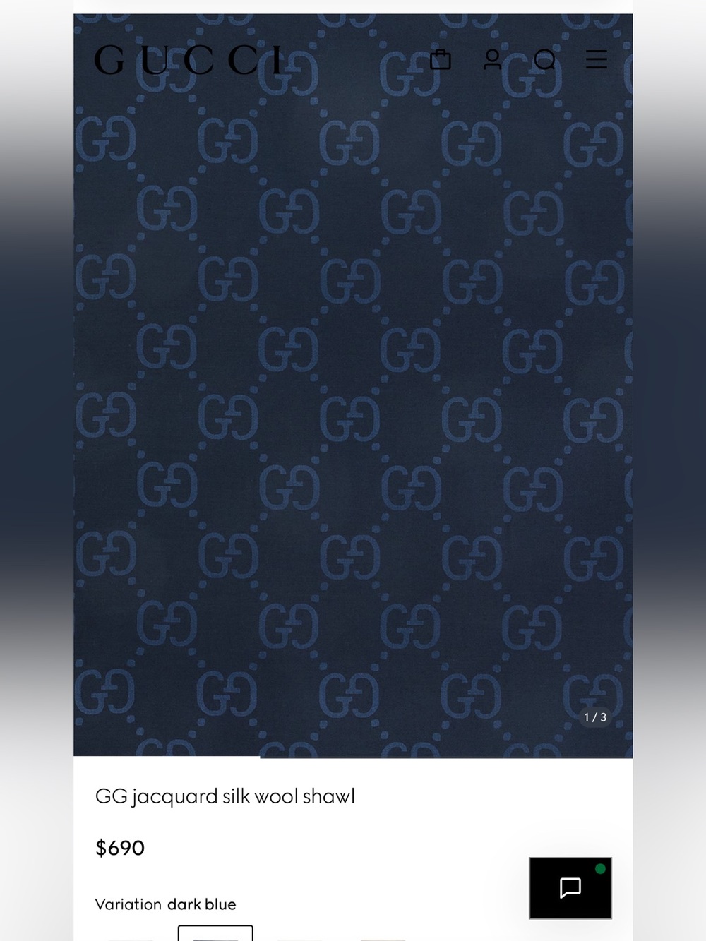 Gucci Navy Dark Blue GG Scarf Shawl